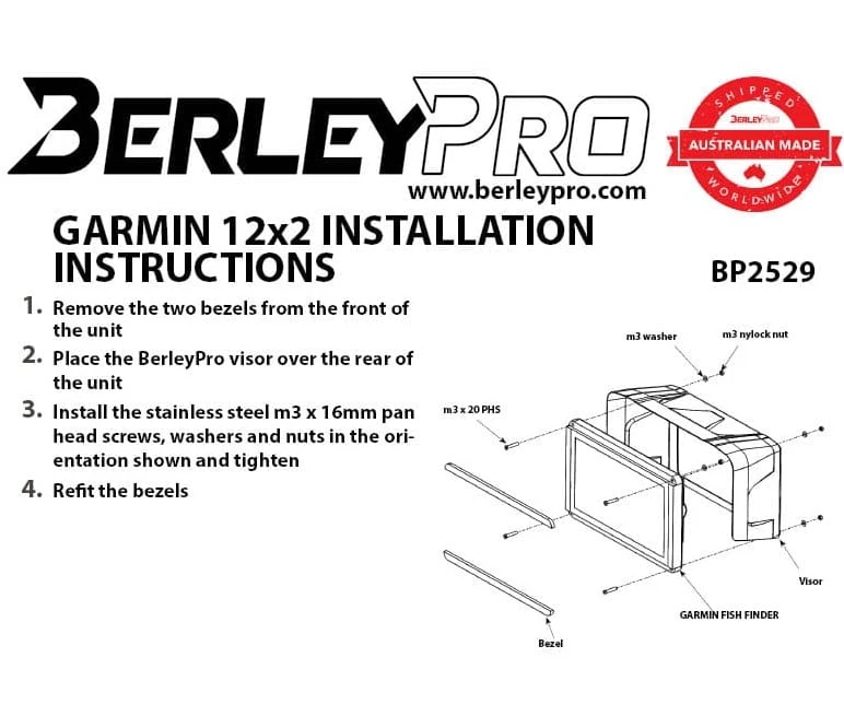 BerleyPro Visors for Garmin 12X2 Models BerleyPro Visors For Garmin 12X2 Models -HWS Sale Store BP2529 Installation